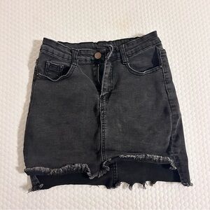 mini black denim skirt